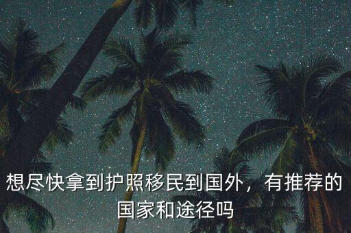 想盡快拿到護照移民到國外，有推薦的國家和途徑嗎