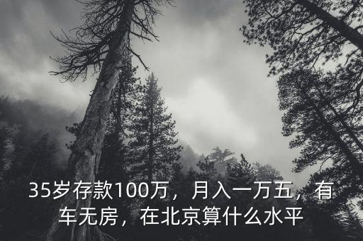 35歲存款100萬(wàn)，月入一萬(wàn)五，有車無(wú)房，在北京算什么水平