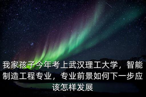 我家孩子今年考上武漢理工大學(xué)，智能制造工程專業(yè)，專業(yè)前景如何下一步應(yīng)該怎樣發(fā)展