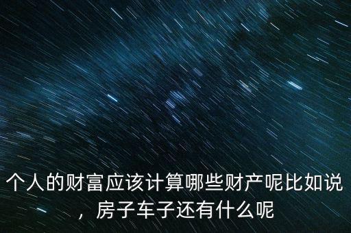個人的財富應該計算哪些財產呢比如說，房子車子還有什么呢