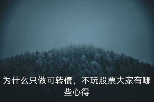 為什么只做可轉債，不玩股票大家有哪些心得
