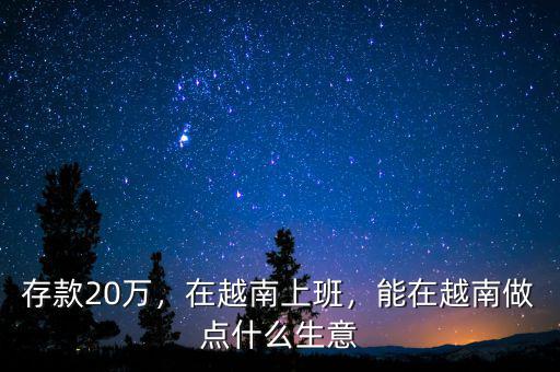 存款20萬，在越南上班，能在越南做點(diǎn)什么生意