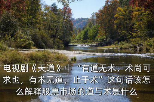 電視劇《天道》中“有道無術，術尚可求也，有術無道，止于術”這句話該怎么解釋股票市場的道與術是什么
