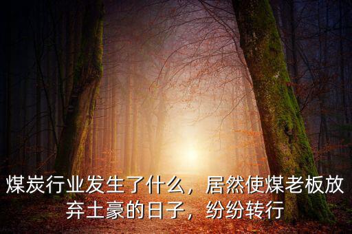 煤炭行業發生了什么，居然使煤老板放棄土豪的日子，紛紛轉行