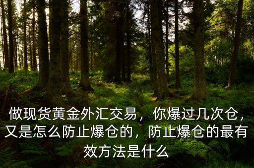 現貨黃金交易軟件怎么查看倉位,又是怎么防止爆倉的