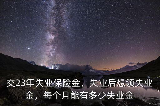 交23年失業保險金，失業后想領失業金，每個月能有多少失業金