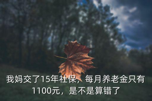 我媽交了15年社保，每月養(yǎng)老金只有1100元，是不是算錯(cuò)了