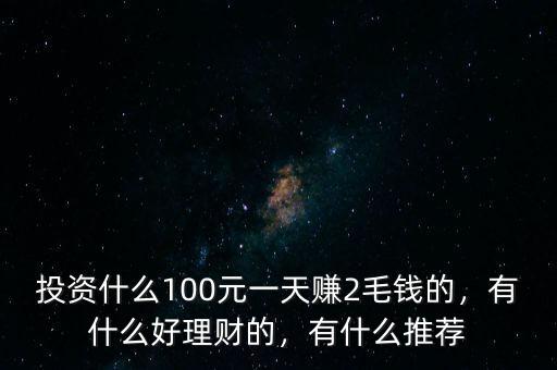 投資什么100元一天賺2毛錢的，有什么好理財的，有什么推薦
