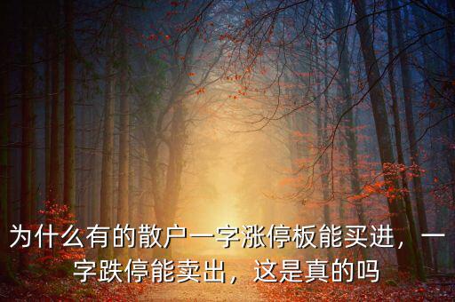 為什么有的散戶一字漲停板能買進(jìn)，一字跌停能賣出，這是真的嗎