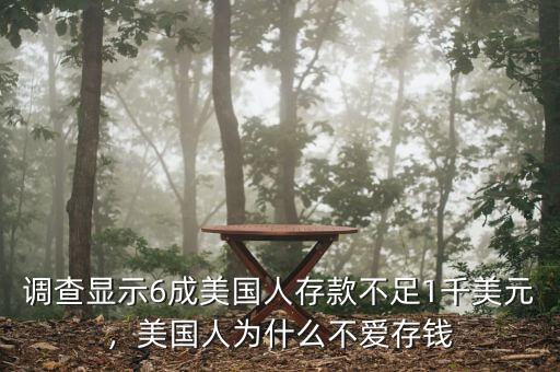 調查顯示6成美國人存款不足1千美元，美國人為什么不愛存錢