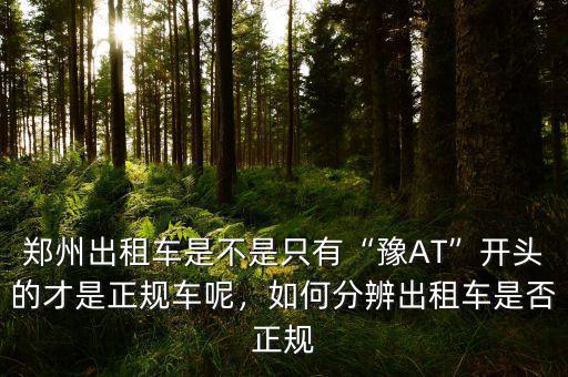 鄭州出租車是不是只有“豫AT”開頭的才是正規車呢，如何分辨出租車是否正規