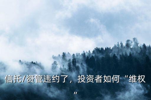 信托/資管違約了，投資者如何“維權”
