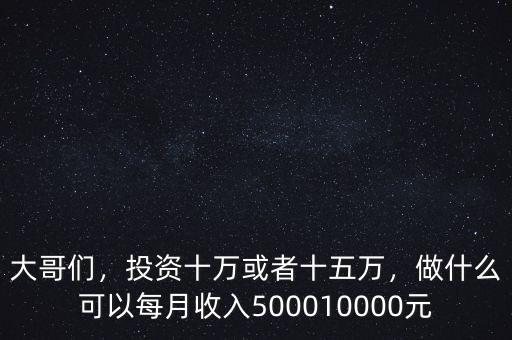 大哥們，投資十萬或者十五萬，做什么可以每月收入500010000元