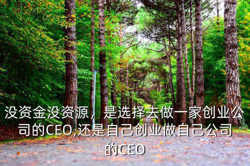 沒資金沒資源，是選擇去做一家創業公司的CEO,還是自己創業做自己公司的CEO