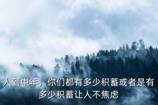 人到中年，你們都有多少積蓄或者是有多少積蓄讓人不焦慮