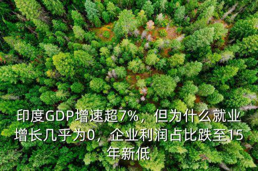 印度GDP增速超7%，但為什么就業(yè)增長幾乎為0，企業(yè)利潤占比跌至15年新低