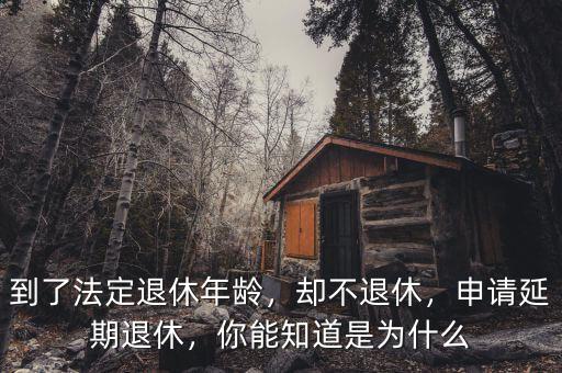 到了法定退休年齡，卻不退休，申請延期退休，你能知道是為什么
