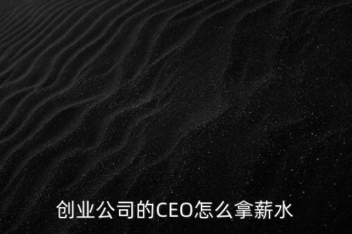 創業公司的CEO怎么拿薪水