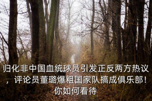 歸化非中國血統球員引發正反兩方熱議，評論員董璐爆粗國家隊搞成俱樂部！你如何看待