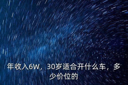 年收入6W，30歲適合開什么車，多少價(jià)位的