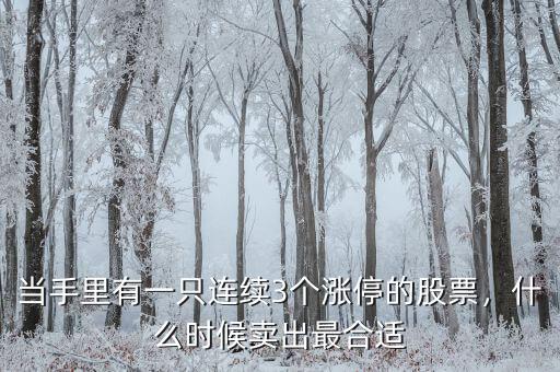 當手里有一只連續3個漲停的股票，什么時候賣出最合適