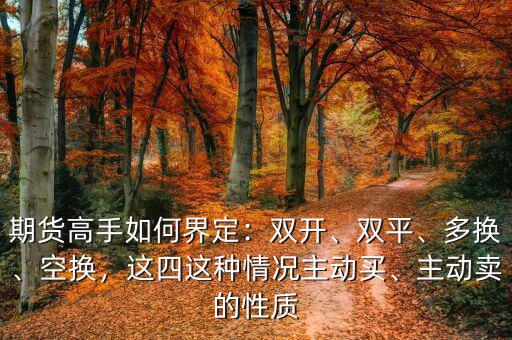 期貨高手如何界定：雙開、雙平、多換、空換，這四這種情況主動(dòng)買、主動(dòng)賣的性質(zhì)