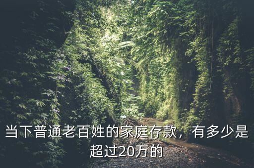 當下普通老百姓的家庭存款，有多少是超過20萬的