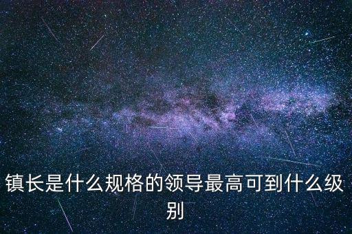 鎮長是什么規格的領導最高可到什么級別