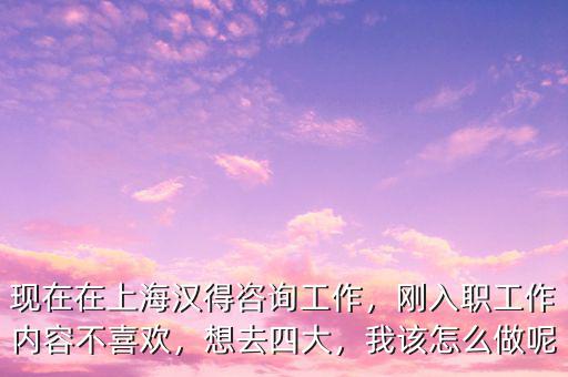 現在在上海漢得咨詢工作，剛入職工作內容不喜歡，想去四大，我該怎么做呢