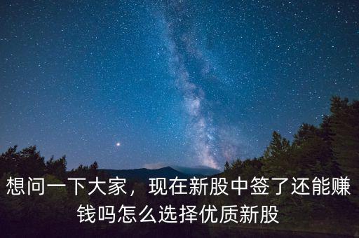 想問一下大家，現在新股中簽了還能賺錢嗎怎么選擇優(yōu)質新股