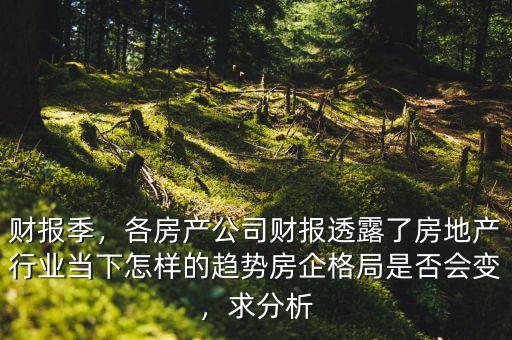 財報季，各房產公司財報透露了房地產行業當下怎樣的趨勢房企格局是否會變，求分析