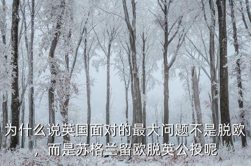 為什么說英國面對的最大問題不是脫歐，而是蘇格蘭留歐脫英公投呢