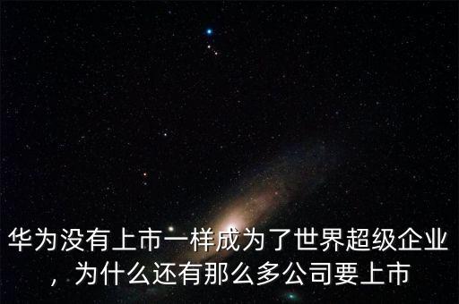 華為沒有上市一樣成為了世界超級企業，為什么還有那么多公司要上市