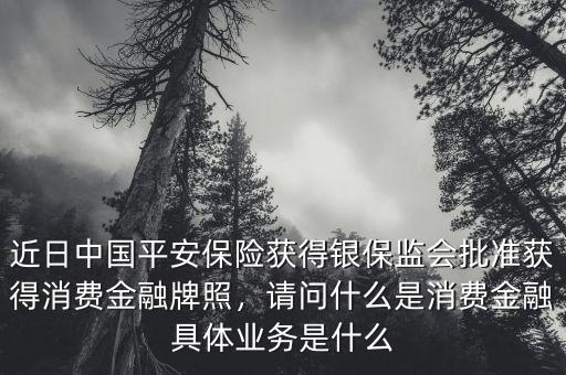 近日中國平安保險獲得銀保監(jiān)會批準獲得消費金融牌照，請問什么是消費金融具體業(yè)務(wù)是什么