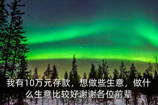 我有10萬元存款，想做些生意，做什么生意比較好謝謝各位前輩