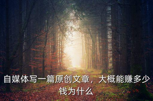 自媒體寫一篇原創文章，大概能賺多少錢為什么