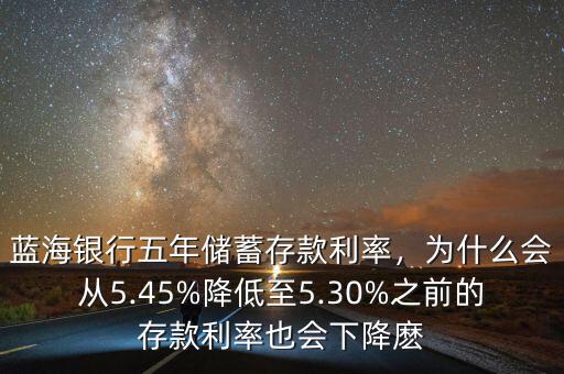 銀行的存款利率持續下降怎么回事,藍海銀行五年儲蓄存款利率