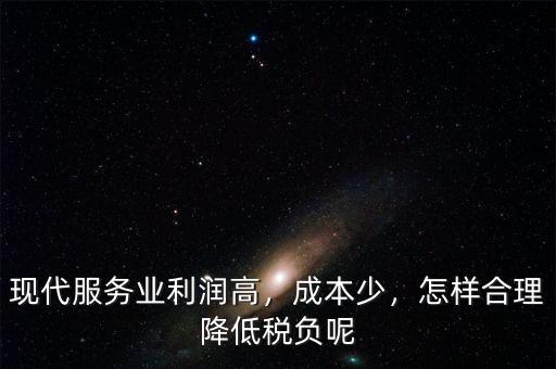 現代服務業利潤高，成本少，怎樣合理降低稅負呢