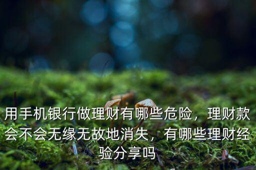 用手機銀行做理財有哪些危險，理財款會不會無緣無故地消失，有哪些理財經驗分享嗎