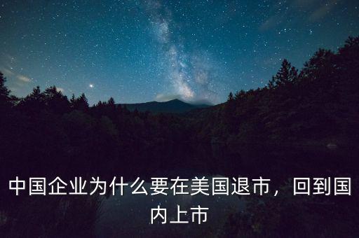 中國企業為什么要在美國退市，回到國內上市