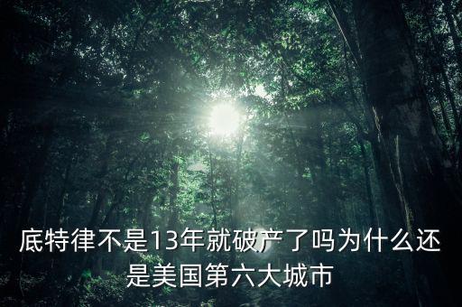 底特律破產后怎么辦,底特律已經城市破產