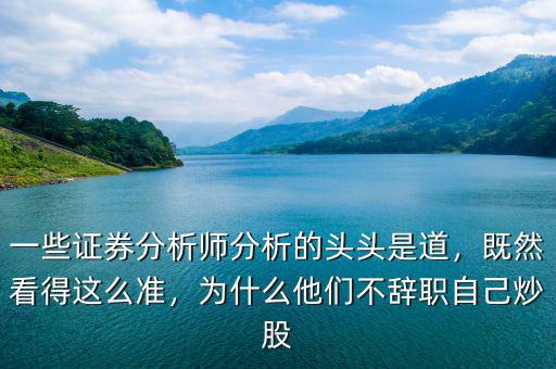 他們為什么不炒股,為什么他們不辭職自己炒股