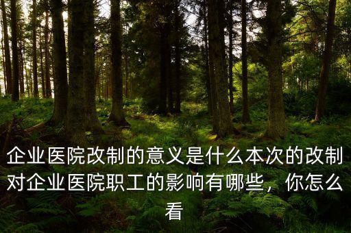 企業醫院是怎么改制的,企業醫院改制