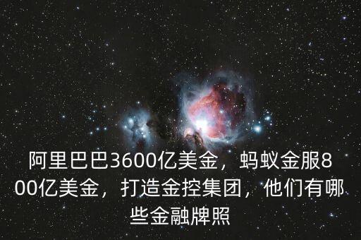 阿里巴巴3600億美金，螞蟻金服800億美金，打造金控集團(tuán)，他們有哪些金融牌照