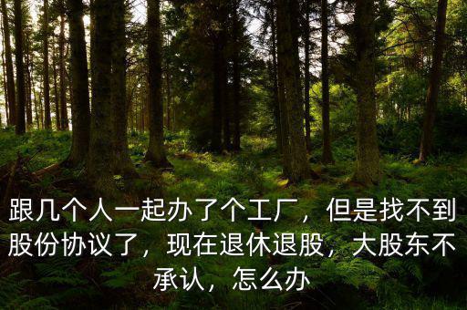 跟幾個人一起辦了個工廠，但是找不到股份協議了，現在退休退股，大股東不承認，怎么辦