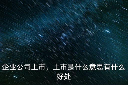 企業公司上市，上市是什么意思有什么好處