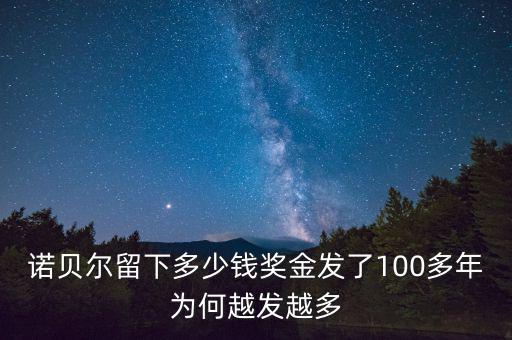 諾貝爾留下多少錢獎金發了100多年為何越發越多
