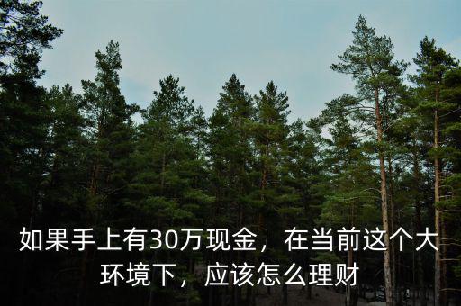 如果手上有30萬現金，在當前這個大環境下，應該怎么理財