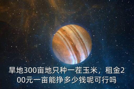 旱地300畝地只種一茬玉米，租金200元一畝能掙多少錢呢可行嗎