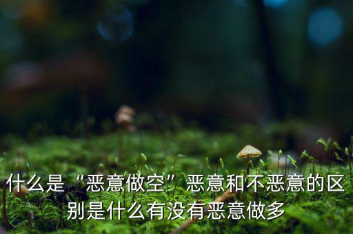 什么是“惡意做空”惡意和不惡意的區別是什么有沒有惡意做多